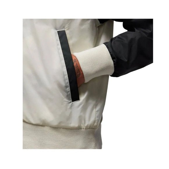 Jordan Flight Jacket Mens Large MVP FB7032-133 Black Off White New Back Spellout - Picture 6 of 13